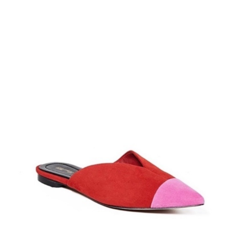 Diane Von Furstenberg DVF Color Block Pink Red Suede‎ Love Slides Mules Size 5